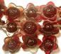 Red Carnelian Star Rose Glass Button Flowers - 15mm