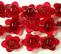 Red Star Rose Glass Button Flowers - 15mm